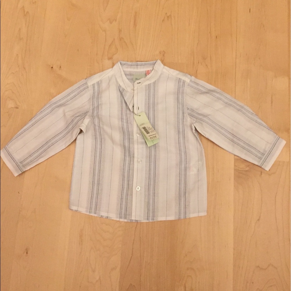 Monsoon boys collarless button down shirt 18-24M